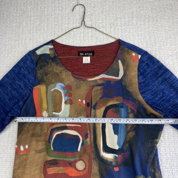 Mode Vin Rouge Women's XL Abstract Art AOP Shirt Top Canada Made Asymmetrical - Picture 7 of 15